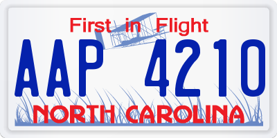 NC license plate AAP4210