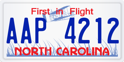 NC license plate AAP4212