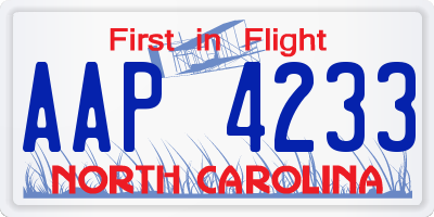 NC license plate AAP4233