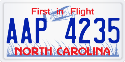 NC license plate AAP4235