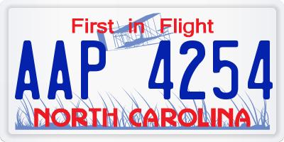 NC license plate AAP4254