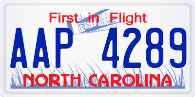 NC license plate AAP4289