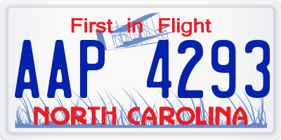 NC license plate AAP4293