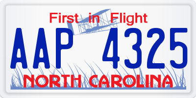 NC license plate AAP4325