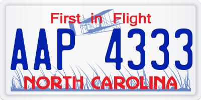 NC license plate AAP4333