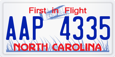 NC license plate AAP4335