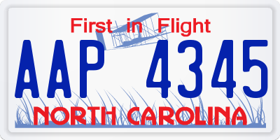 NC license plate AAP4345