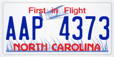 NC license plate AAP4373