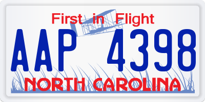 NC license plate AAP4398