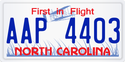 NC license plate AAP4403