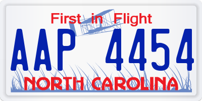 NC license plate AAP4454