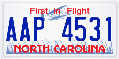 NC license plate AAP4531