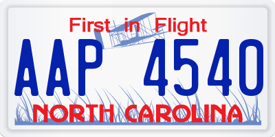 NC license plate AAP4540
