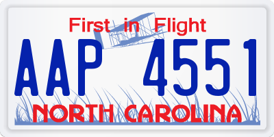 NC license plate AAP4551