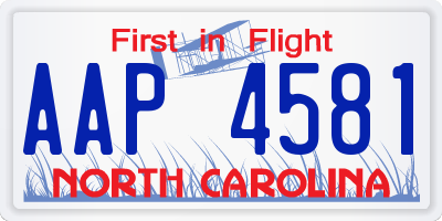 NC license plate AAP4581
