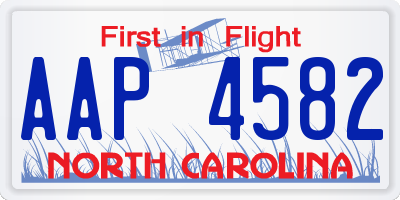 NC license plate AAP4582