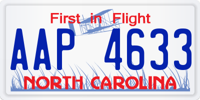 NC license plate AAP4633