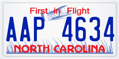 NC license plate AAP4634