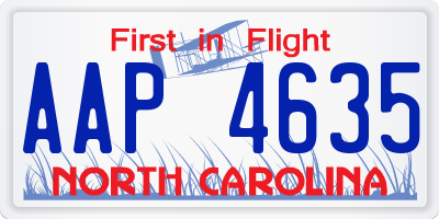 NC license plate AAP4635