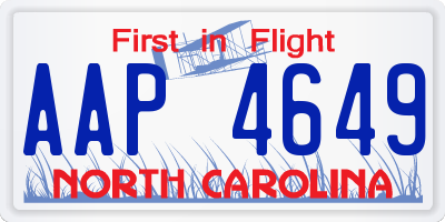NC license plate AAP4649