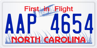NC license plate AAP4654