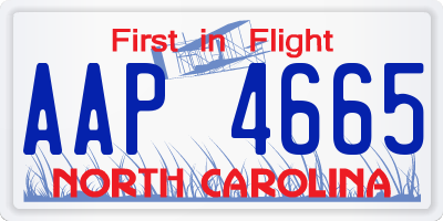 NC license plate AAP4665