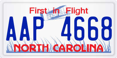 NC license plate AAP4668