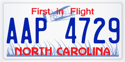 NC license plate AAP4729