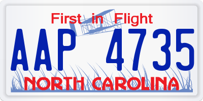 NC license plate AAP4735