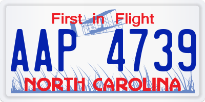 NC license plate AAP4739