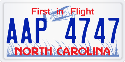 NC license plate AAP4747