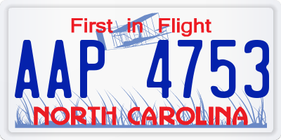 NC license plate AAP4753