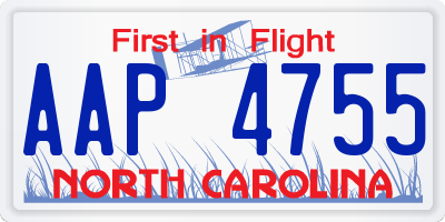 NC license plate AAP4755