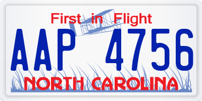 NC license plate AAP4756