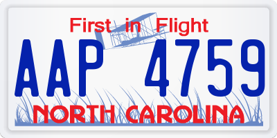 NC license plate AAP4759