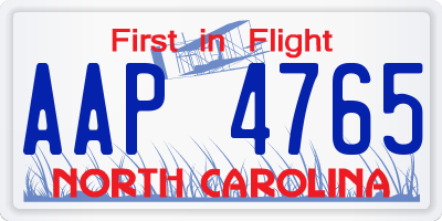 NC license plate AAP4765