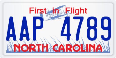 NC license plate AAP4789