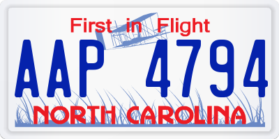 NC license plate AAP4794