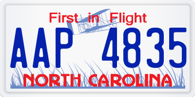 NC license plate AAP4835