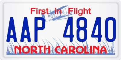 NC license plate AAP4840