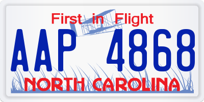NC license plate AAP4868