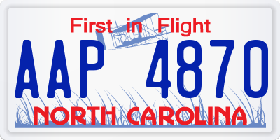 NC license plate AAP4870