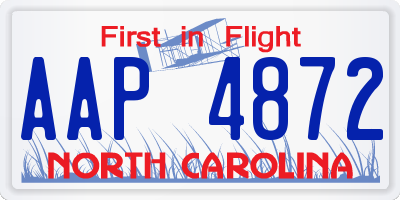 NC license plate AAP4872
