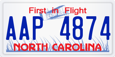 NC license plate AAP4874