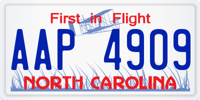NC license plate AAP4909