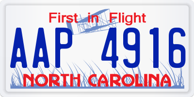 NC license plate AAP4916