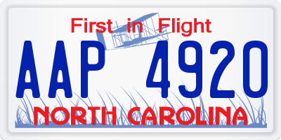 NC license plate AAP4920