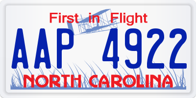 NC license plate AAP4922