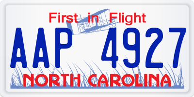 NC license plate AAP4927