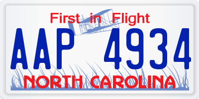 NC license plate AAP4934